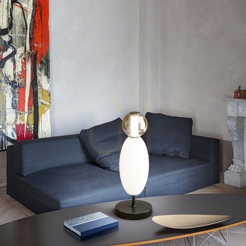 Kontrollera Bordslampa Ideallux LUMIERE TL vit glas/metall LED 18W 50 cm 314204