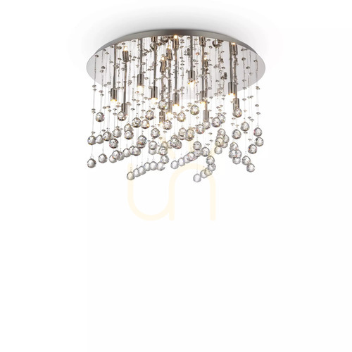 Kontrollera Plafond Ideallux Moonlight PL12 krom kristall 60 cm 077802