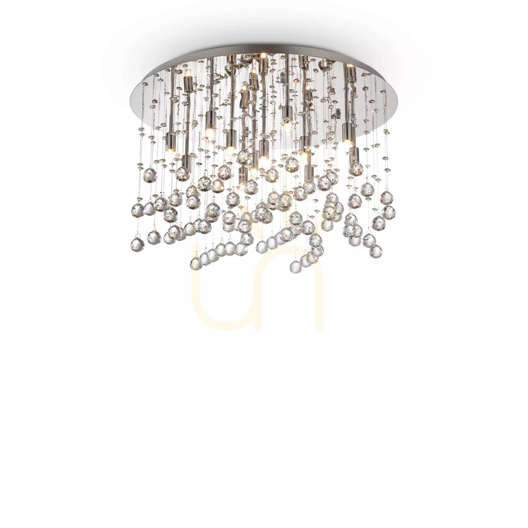 Utsikt Plafond Ideallux Moonlight PL12 krom kristall 60 cm 077802 Plafond Ideallux Moonlight PL12 krom kristall 60 cm 077802