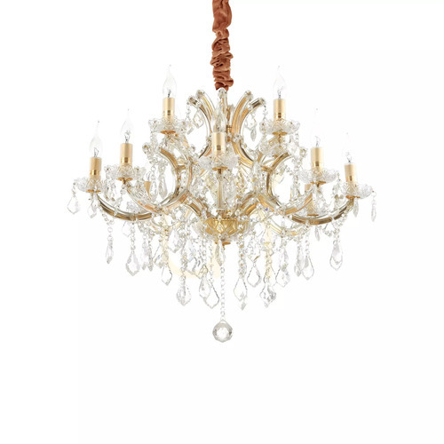 Kontrollera Taklampa Ideallux Napoleon SP12 guld kristall 74 cm 167404