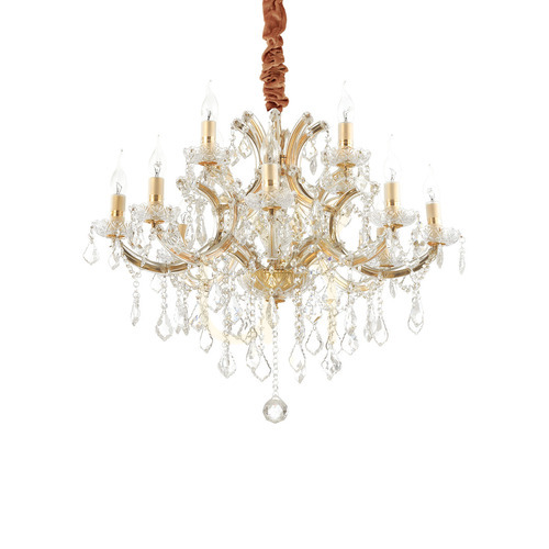 Kontrollera Taklampa Ideallux Napoleon SP12 guld kristall 74 cm 167404
