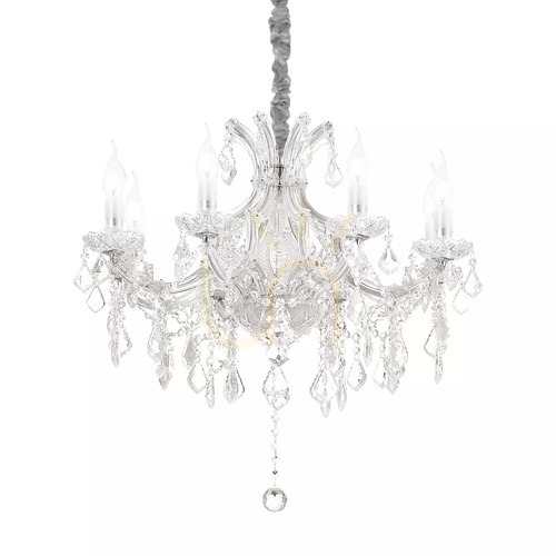 Kontrollera Taklampa Ideallux Napoleon SP8 Cromo krom kristall 8xE14 67 cm 167244