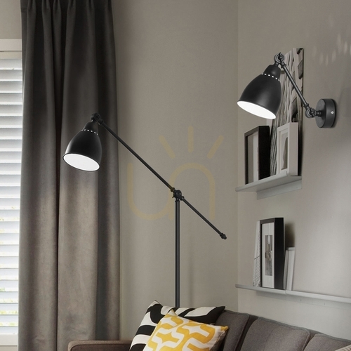 Kontrollera Vägglampa Ideallux Newton AP1 Nero svart metall E27 027852