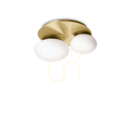 Kontrollera Plafond Ideallux NINFEA PL2 mässing glas 36 cm 293653