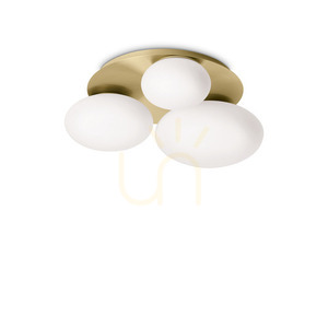 Plafond Ideallux NINFEA PL3 mässing glas 46 cm 293660 0 Plafond Ideallux NINFEA PL3 mässing glas 46 cm 293660 small 0