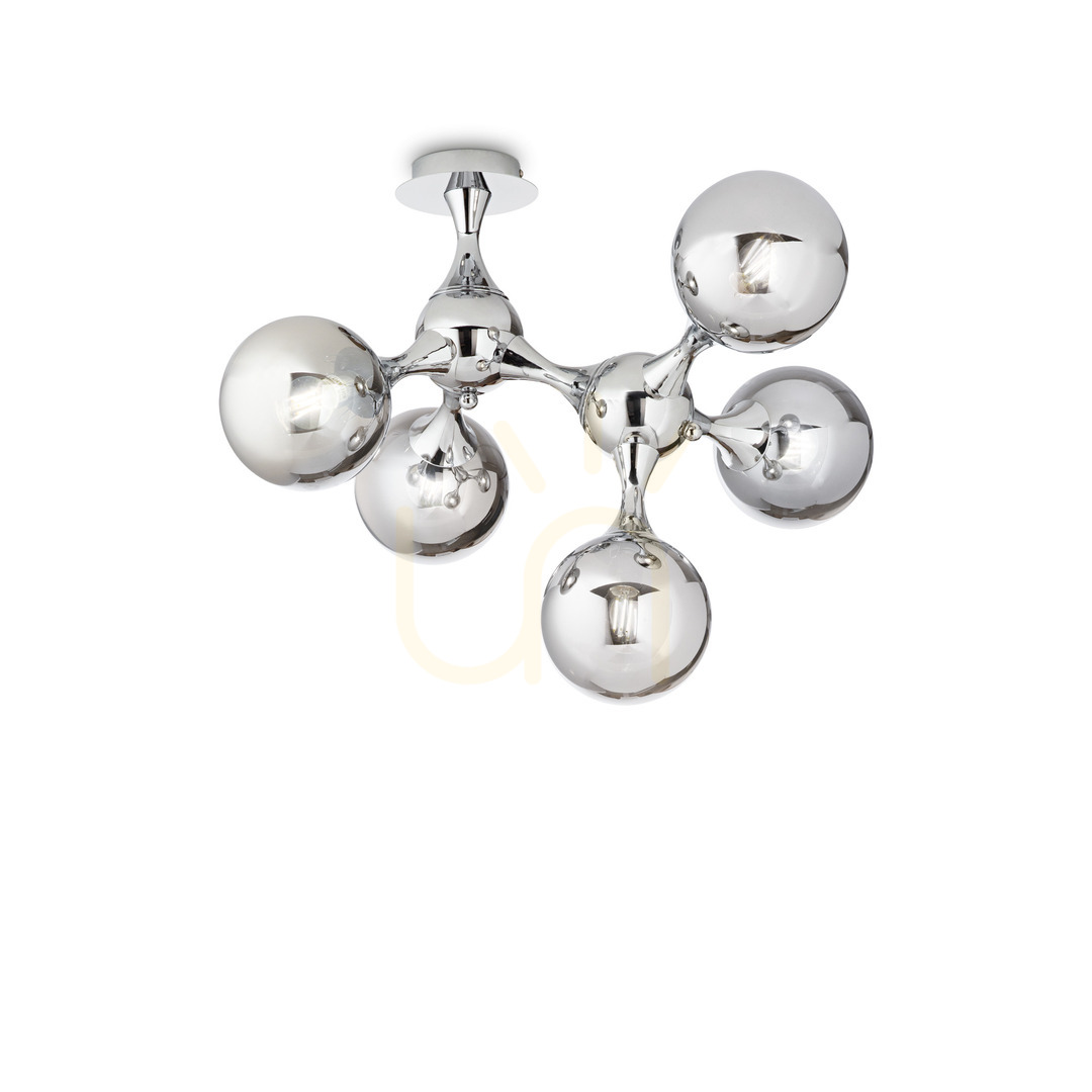 Kontrollera Plafond Ideallux Nodi PL5 Cromo 200484 krom 5-ljus Plafond Ideallux Nodi PL5 Cromo 200484 krom 5-ljus