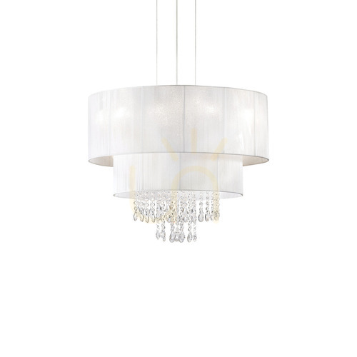 Kontrollera Pendellampa Ideallux Opera SP4 vit kristall 50 cm 182179