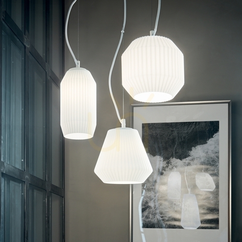 Kontrollera Taklampa Ideallux Origami SP3 vit glas 40 cm 198095