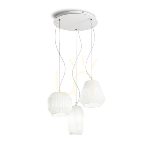 Kontrollera Taklampa Ideallux Origami SP3 vit glas 40 cm 198095