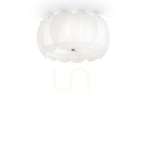 Kontrollera Plafond Ideallux OVALINO PL5 vit glas 42,5 cm 093963