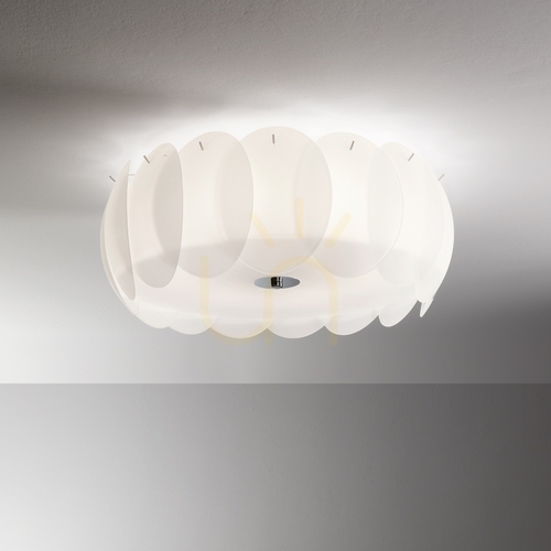 Kontrollera Plafond Ideallux Ovalino PL8 vit glas 53,5 cm 094014