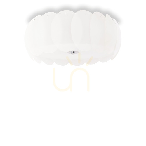 Kontrollera Plafond Ideallux Ovalino PL8 vit glas 53,5 cm 094014