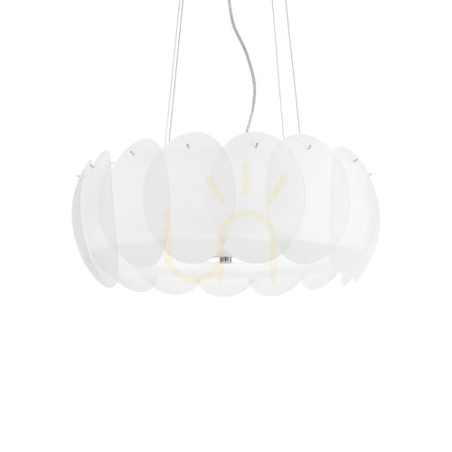Kontrollera Taklampa Ideallux OVALINO SP8 vit glas 55 cm 090481