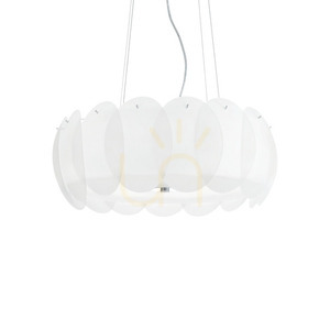 Taklampa Ideallux OVALINO SP8 vit glas 55 cm 090481 small 0