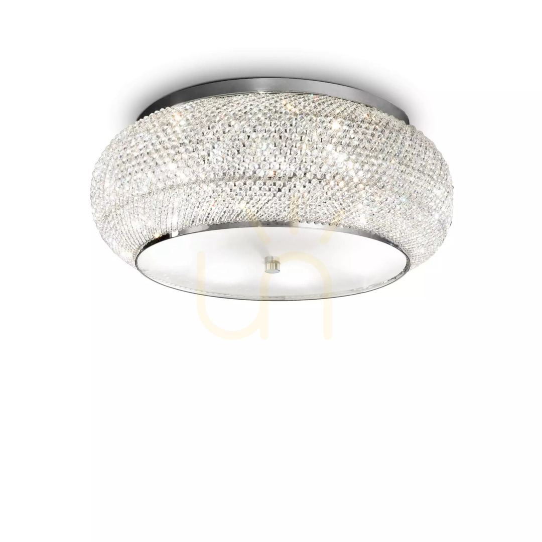 Utsikt Plafond Ideallux Pasha PL10 Cromo krom kristall 55 cm 100746 Plafond Ideallux Pasha PL10 Cromo krom kristall 55 cm 100746