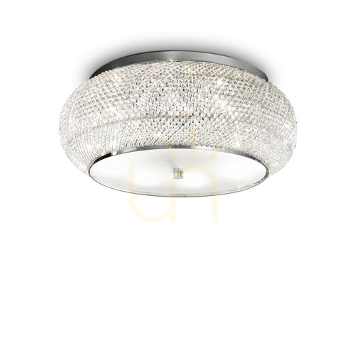 Kontrollera Plafond Ideallux Pasha PL10 Cromo krom kristall 55 cm 100746