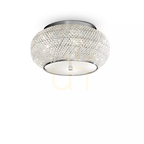 Kontrollera Plafond Ideallux Pasha PL6 krom kristall 40 cm 100784