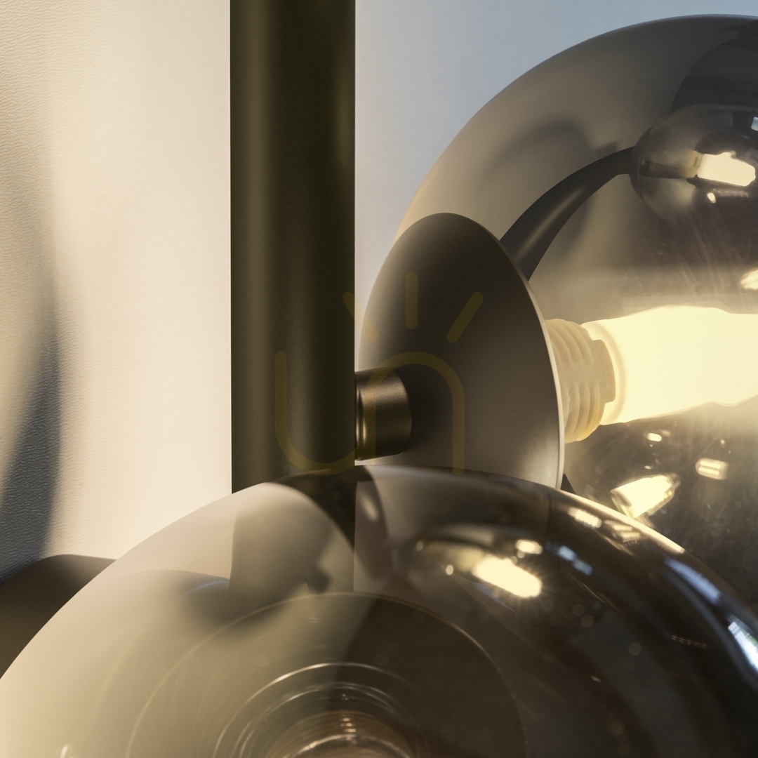 Förhandsvisning Vägglampa Ideallux Perlage AP3 Fumé 3xG9 svart glas metall 271439 Vägglampa Ideallux Perlage AP3 Fumé 3xG9 svart glas metall 271439