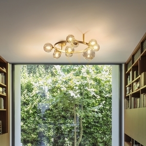 Plafond Ideallux Perlage PL10 Bianco vit mässing glas 70 cm 327815 small 1