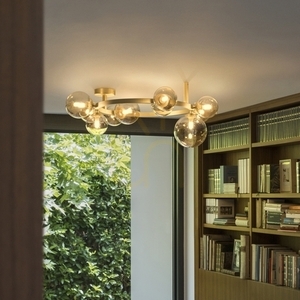 Plafond Ideallux Perlage PL10 Bianco vit mässing glas 70 cm 327815 small 2