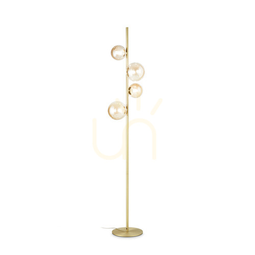 Kontrollera Stående lampa Ideallux PERLAGE PT4 Ambra 317816 bärnstensfärgad mässing/glas