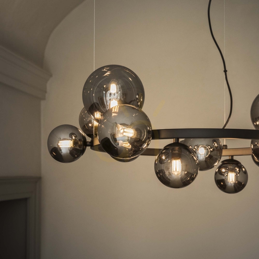 Display Taklampa Ideallux Perlage SP14 Fume 14 ljus 85 cm 271385 Taklampa Ideallux Perlage SP14 Fume 14 ljus 85 cm 271385