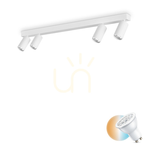 Kontrollera Plafond Ideallux Profilo PL4 Bianco vit 90 cm GU10 4-ljus 328188