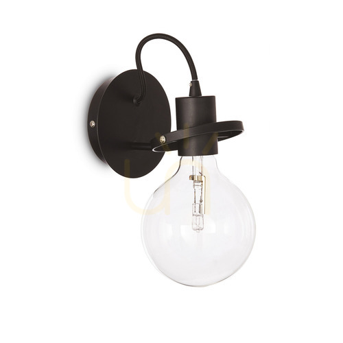 Kontrollera Vägglampa Ideallux Radio AP1 Nero svart metall/tyg E27 119502
