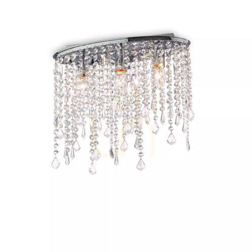 Kontrollera Plafond Ideallux Rain PL3 krom kristall 40 cm 008370