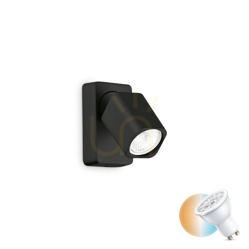 Kontrollera Vägglampa Ideallux Rudy AP1 Square svart GU10 321530