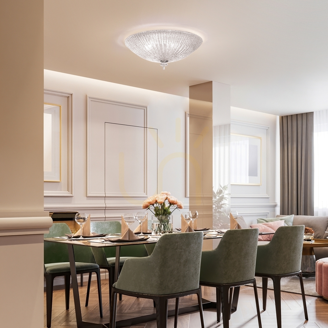 Visa Plafond Ideallux Shell PL4 transparent glas 50 cm 008615 Plafond Ideallux Shell PL4 transparent glas 50 cm 008615