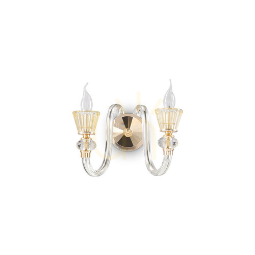 Kontrollera Vägglampa Ideallux Strauss AP2 guld glas 140599