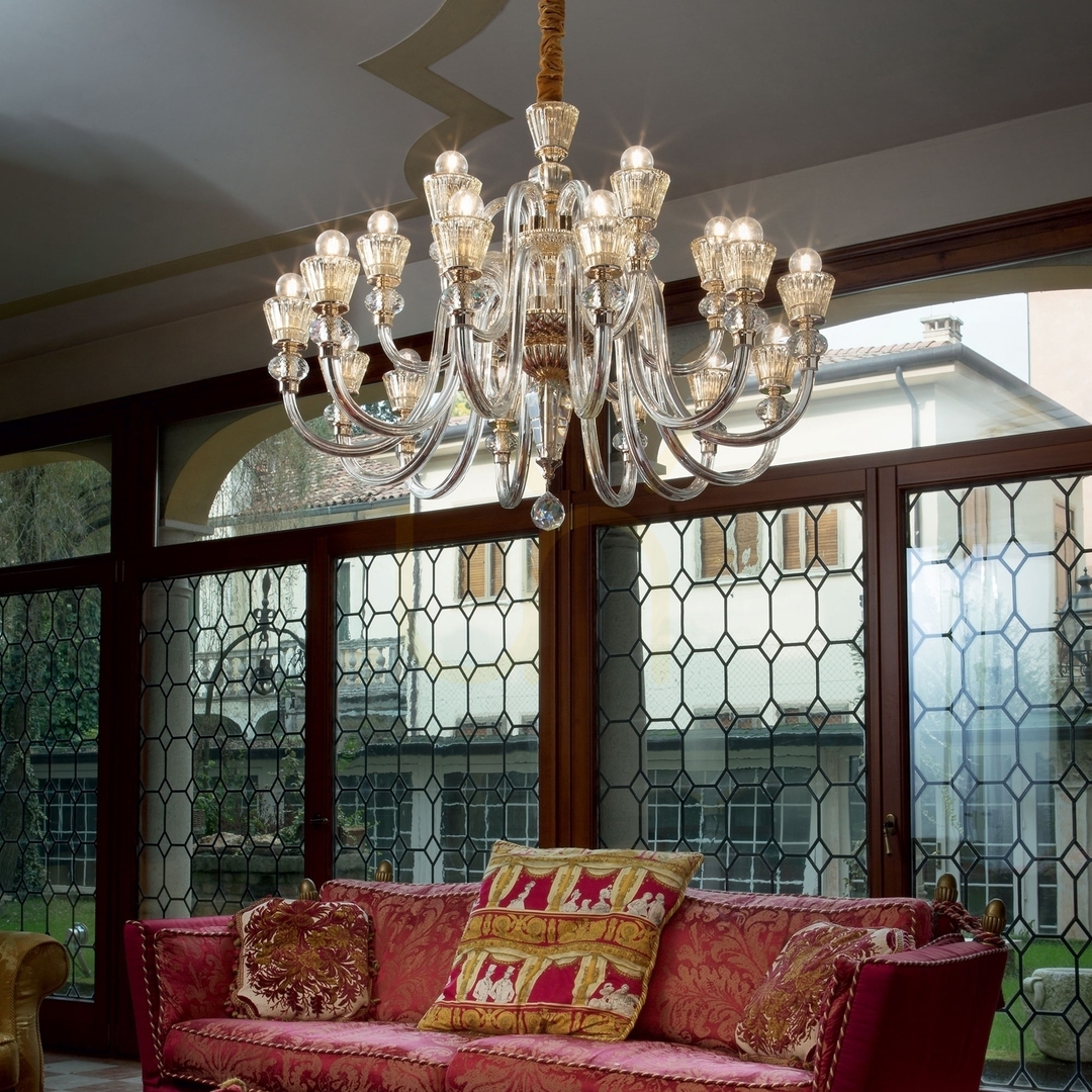 Förhandsvisning Pendellampa Ideallux Strauss SP18 guld glas 85 cm 140629 Pendellampa Ideallux Strauss SP18 guld glas 85 cm 140629