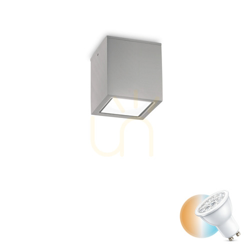 Kontrollera Takplafond utomhus Ideallux TECHO PL1 Small grå GU10 326894