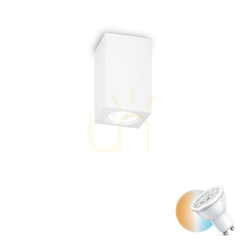 Kontrollera Plafond Ideallux Tower PL1 Square vit gips 155791
