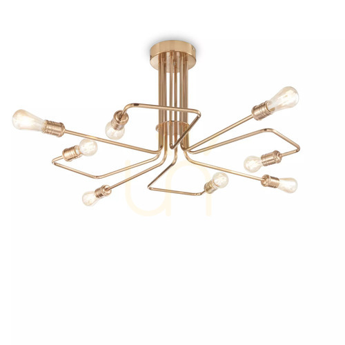 Kontrollera Plafond Ideallux Triumph PL8 mässing 8-ljus 92 cm 160313