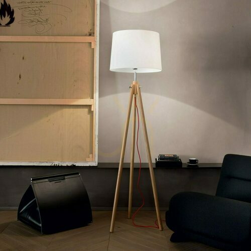 Kontrollera Stående lampa Ideallux YORK PT1 trä 164 cm E27 SKU 089805