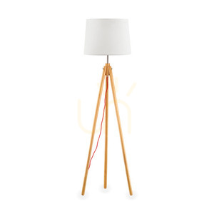Stående lampa Ideallux YORK PT1 trä 164 cm E27 SKU 089805 small 0