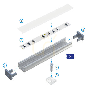 LED-profil i aluminium LUMINES X, anodiserad inox, 2,02 m small 3