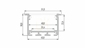 LUMINES LED-profil typ INSO svartlackerad 2 m small 1