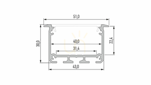 LED-profil LUMINES typ INSO silveranodiserad 1 m small 1