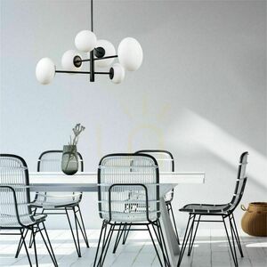 Pendellampa Zuma Line OMI 1196 svart, 6 opalglaskupor G9 small 1