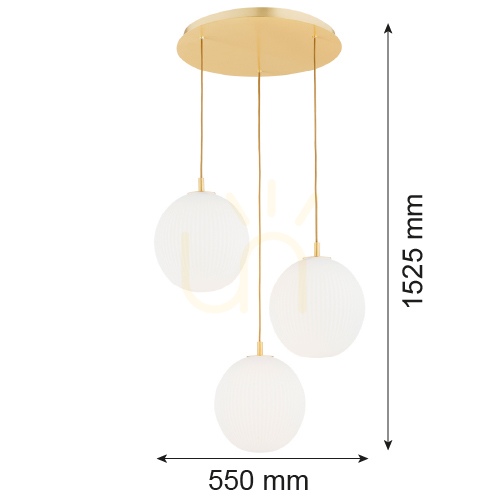 Förhandsvisning Hängande lampa ARGON PALOMA 6306 vit opal mässing E27 3x1W IP20 Hängande lampa ARGON PALOMA 6306 vit opal mässing E27 3x1W IP20