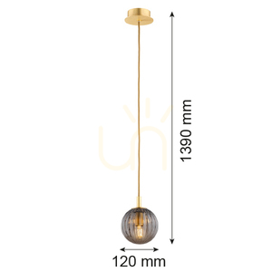 Taklampa Argon Paloma 8512 rökfärgad glas borstad mässing E14 IP20 small 4