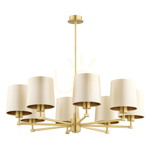 Ljuskrona Argon PRINCETON 5071 beige med guldfodrade skärmar, borstad mässing, 8×E27, ø84 cm small 1