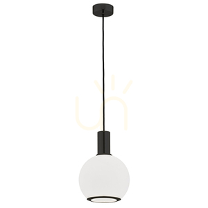 Pendellampa ARGON Sagunto Plus 8564 med opalvitt glas och svart stomme, E27 small 0