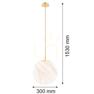 Pendellampa ARGON ALMIROS 8448, vitbrun marmorerad, borstad mässing, E27 small 6