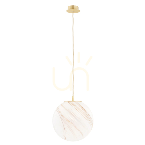 Kontrollera Pendellampa ARGON ALMIROS 8448, vitbrun marmorerad, borstad mässing, E27