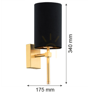 Vägglampa ABRUZZO 8035 Argon svart sammet / borstad mässing E14 max 7W 34 cm small 4