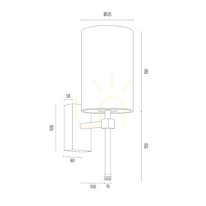 Vägglampa ABRUZZO 8035 Argon svart sammet / borstad mässing E14 max 7W 34 cm small 5